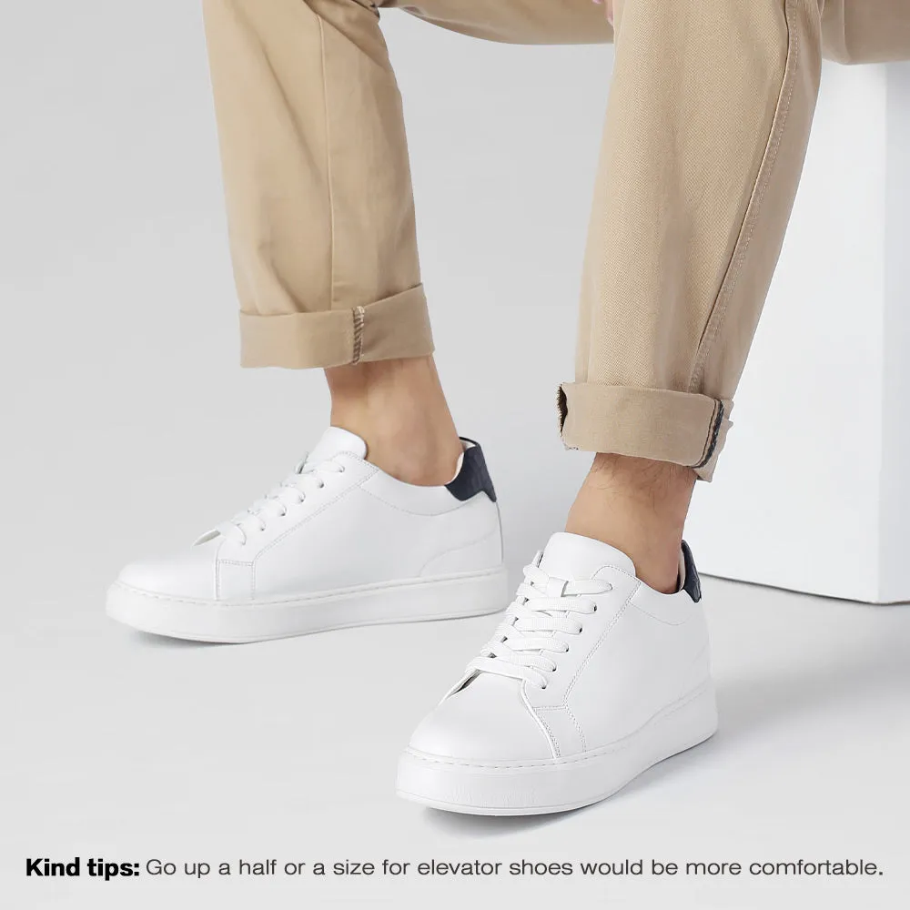 6 CM/2.36 Inches CMR CHAMARIPA White Leather Height-Boosting Casual Shoes