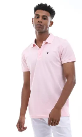 94633 Short Sleeves Pique Pattern Pink Polo Shirt