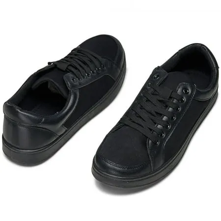 Alpine Swiss David Mens Fashion Sneakers Lace Up Low Top Retro Tennis ShoesBlack,
