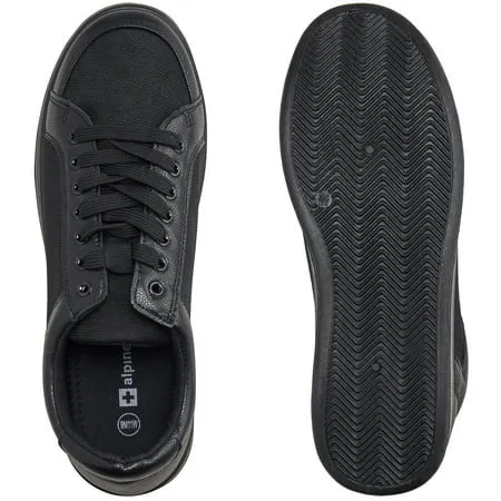 Alpine Swiss David Mens Fashion Sneakers Lace Up Low Top Retro Tennis ShoesBlack,