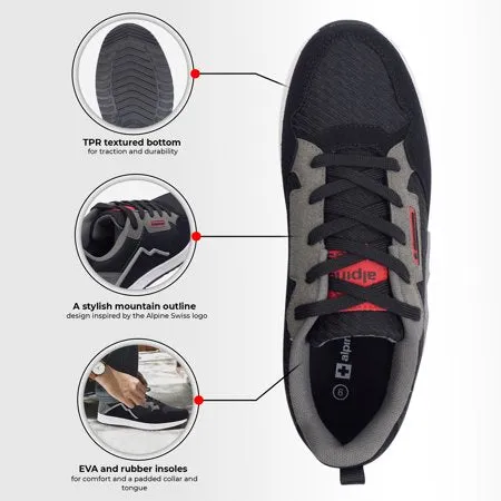 Alpine Swiss Mens Retro Sneakers Casual Low Top Lace Up Walking Tennis Shoes