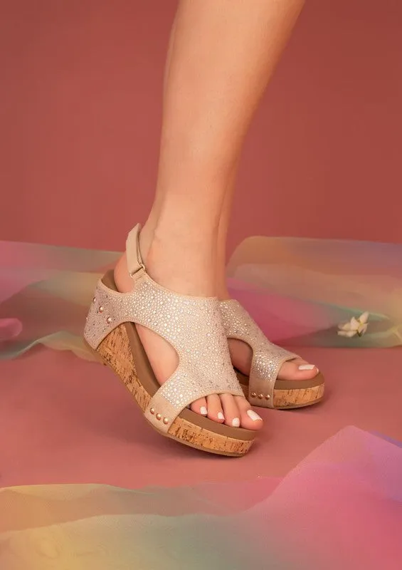 Barbara Rhinestone Covered Wedges