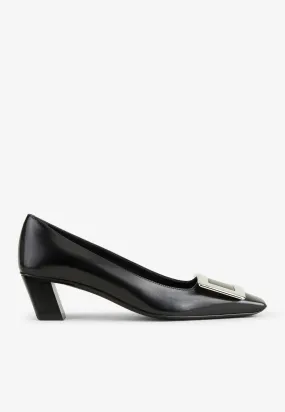 Belle Vivier 45 Metal Buckle Pumps in Leather