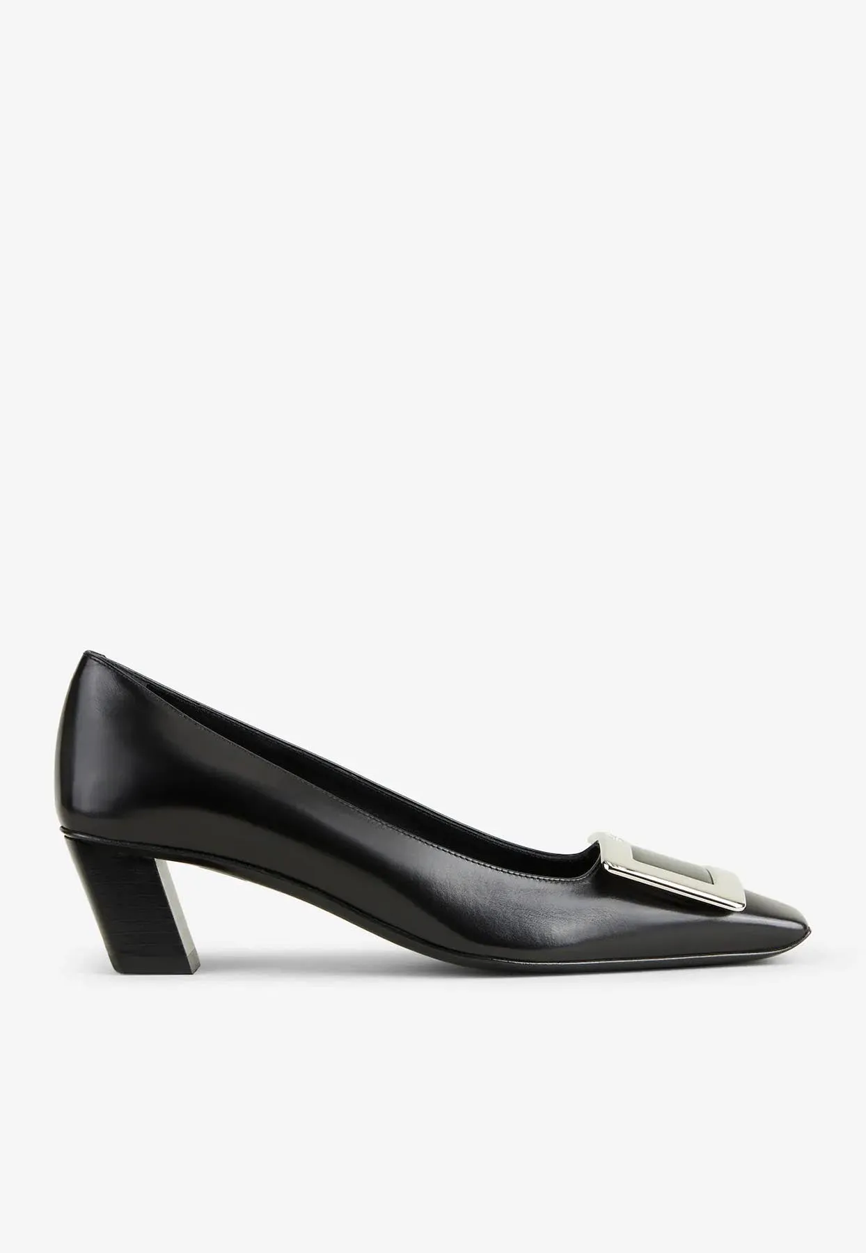 Belle Vivier 45 Metal Buckle Pumps in Leather