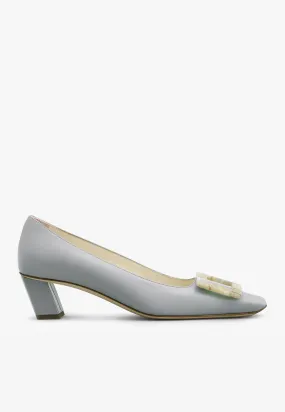 Belle Vivier 45 Mother-of-Pearl Buckle Pumps in Leather