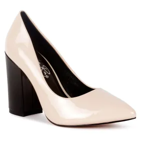 Block Heel Formal Pumps In Nude
