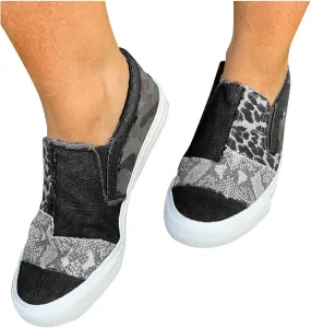 Canvas Sneakers Women Slip on Gibobby Women's Slip On Loafers Hollow-Out Round Toe Flat Fashion Sneakers