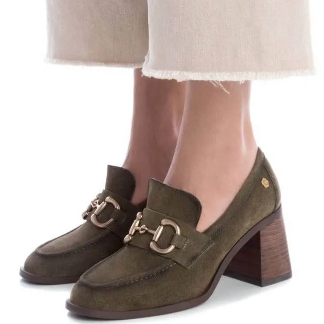 Carmela Khaki Suede High Heeled Loafers