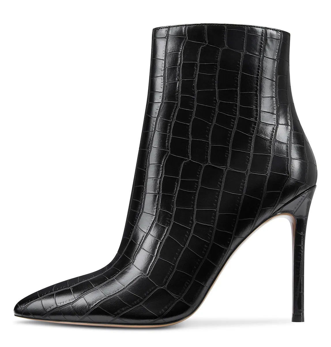 CASTAMERE Womens High Heel Ankle Boots Pointed Toe Slip-on Buckle Stiletto Boot 10CM Heels