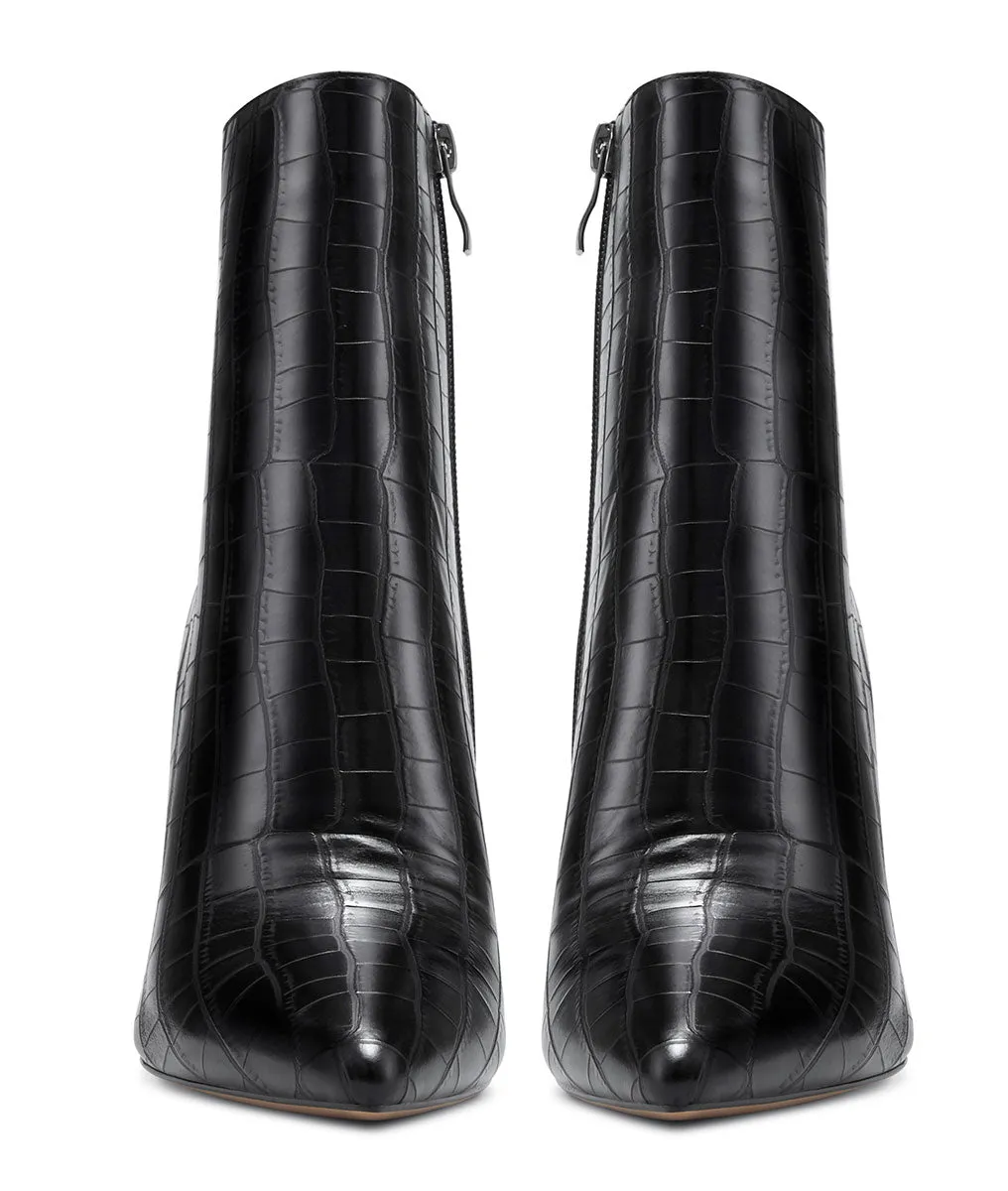 CASTAMERE Womens High Heel Ankle Boots Pointed Toe Slip-on Buckle Stiletto Boot 10CM Heels