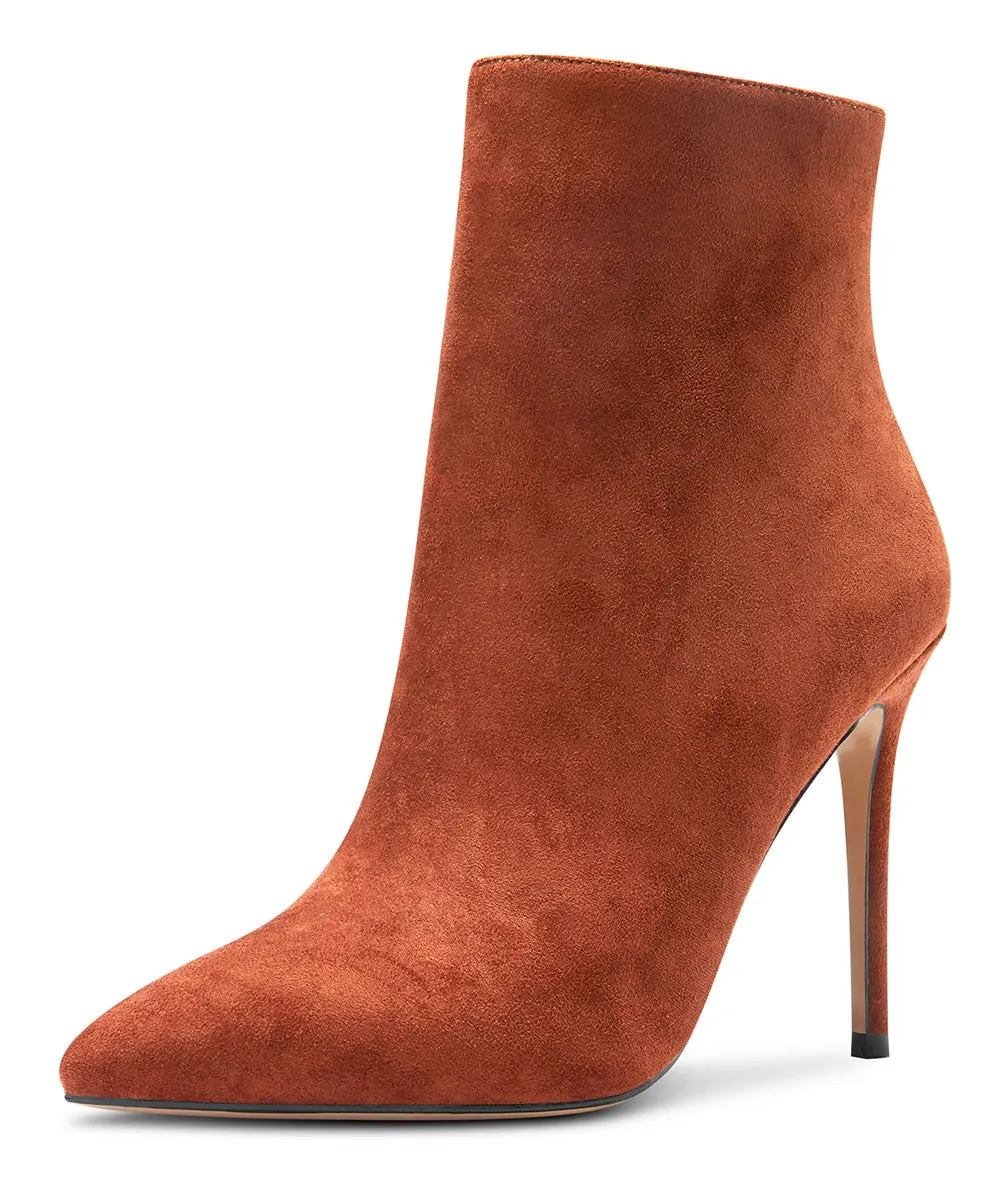 CASTAMERE Womens High Heel Ankle Boots Pointed Toe Slip-on Buckle Stiletto Boot 10CM Heels