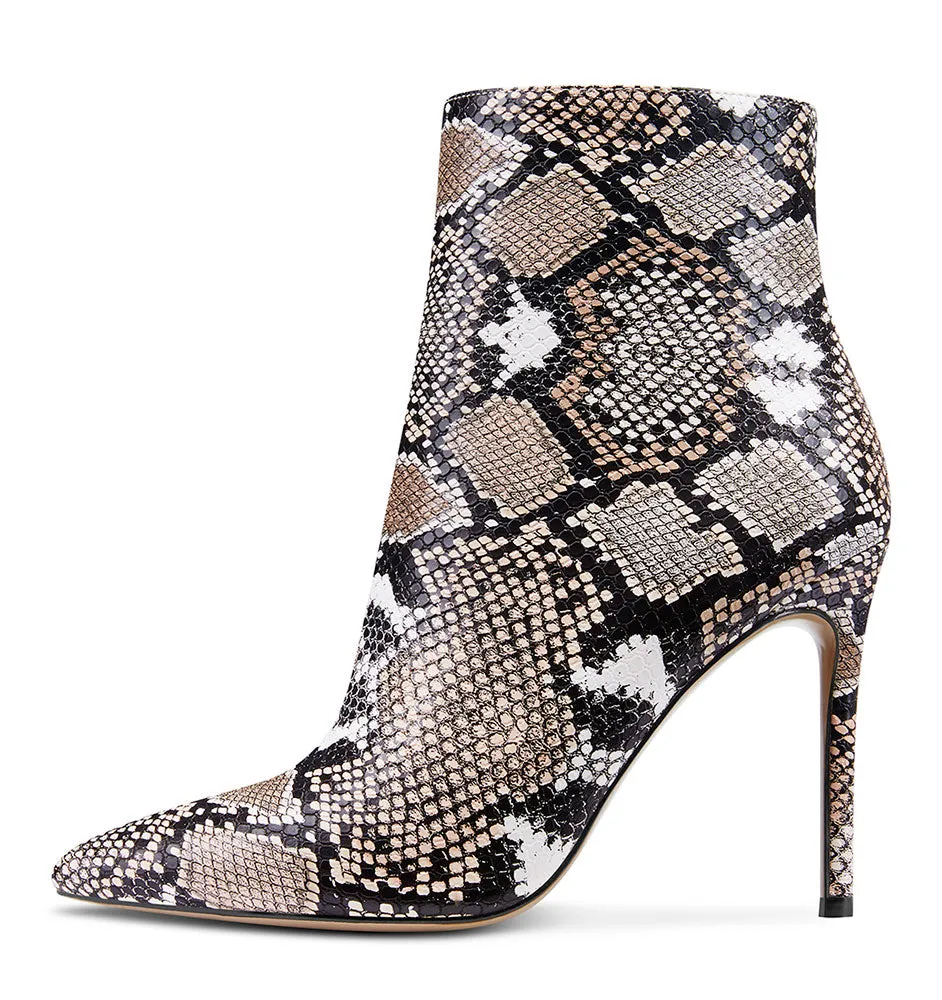 CASTAMERE Womens High Heel Ankle Boots Pointed Toe Slip-on Buckle Stiletto Boot 10CM Heels