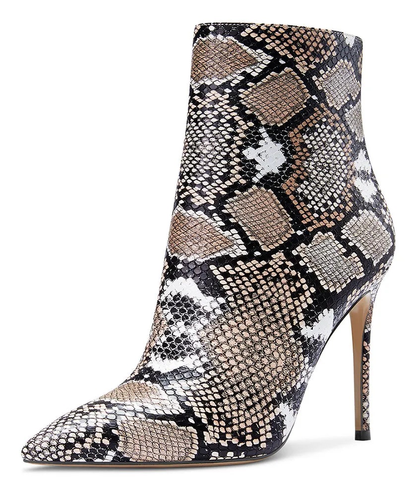 CASTAMERE Womens High Heel Ankle Boots Pointed Toe Slip-on Buckle Stiletto Boot 10CM Heels