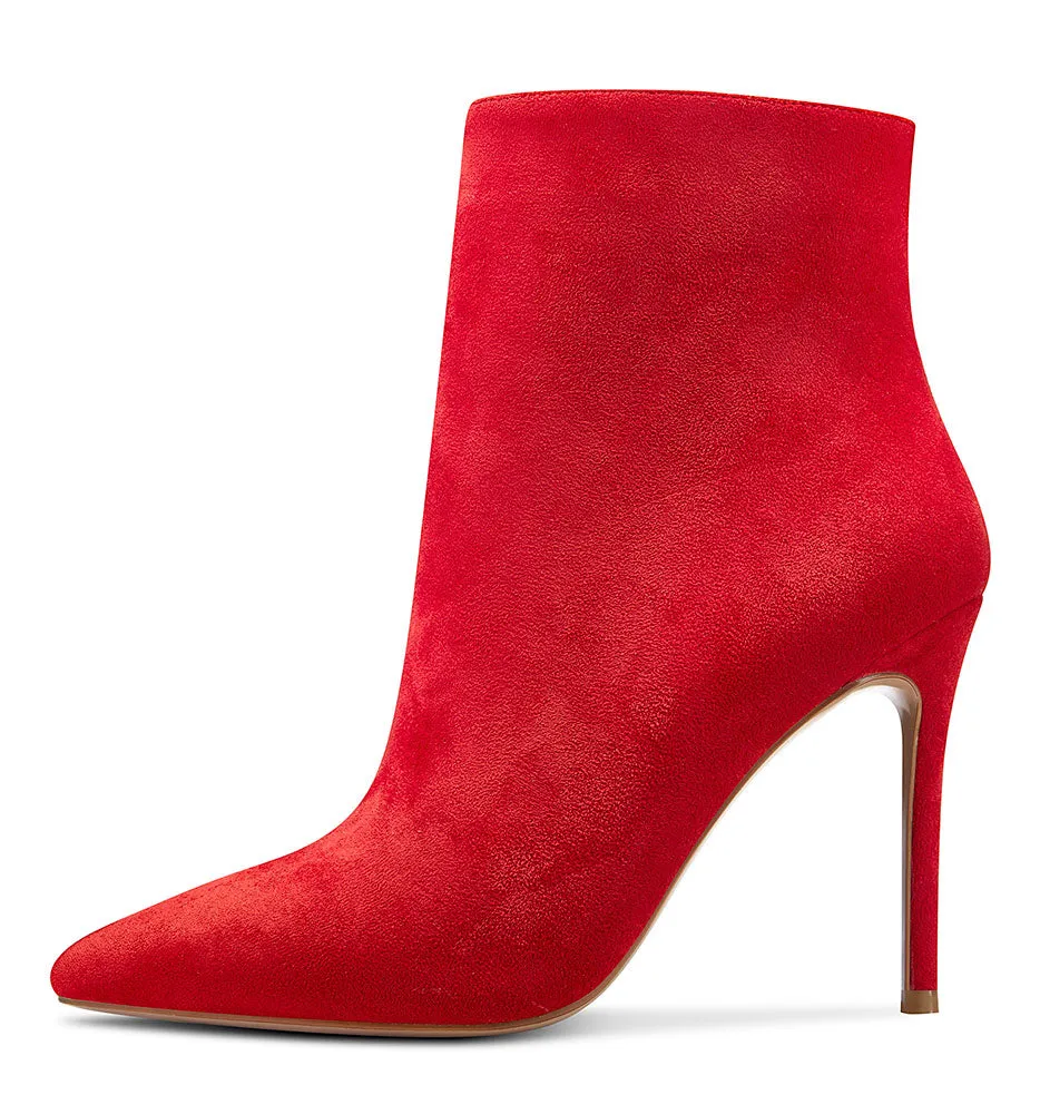 CASTAMERE Womens High Heel Ankle Boots Pointed Toe Slip-on Buckle Stiletto Boot 10CM Heels