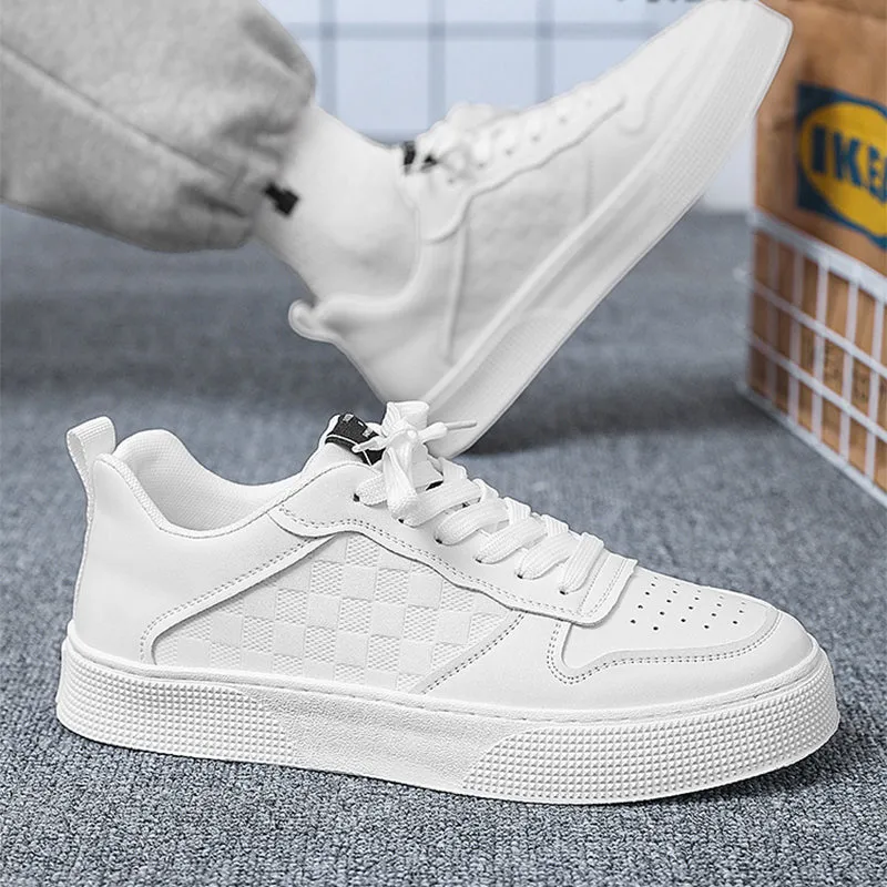 Casual Lace-up Sneakers Men Fashion Breathable Plaid Flats Shoes