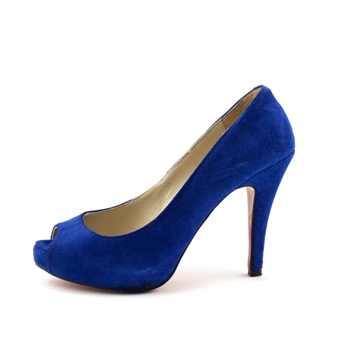 Christian Louboutin Blue Suede Peep Toe Platform Pumps Size US 10 | EU 40