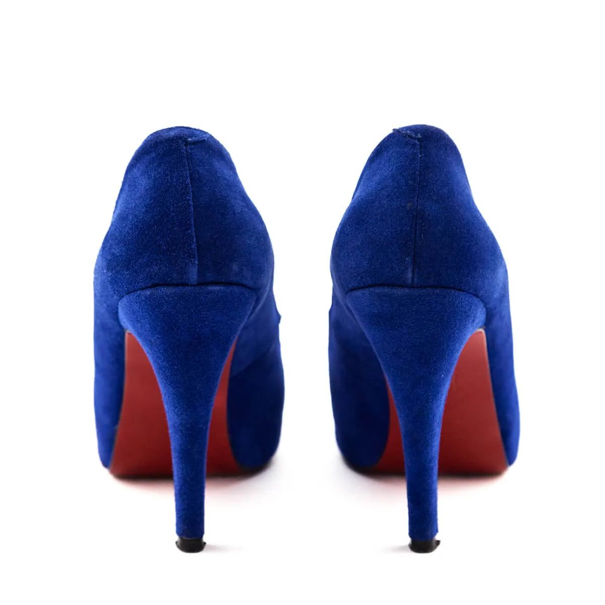 Christian Louboutin Blue Suede Peep Toe Platform Pumps Size US 10 | EU 40