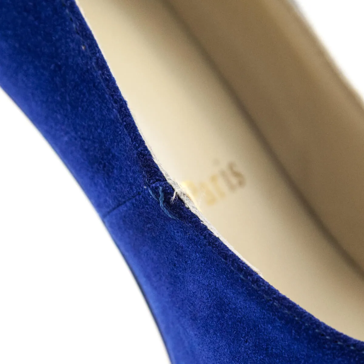 Christian Louboutin Blue Suede Peep Toe Platform Pumps Size US 10 | EU 40