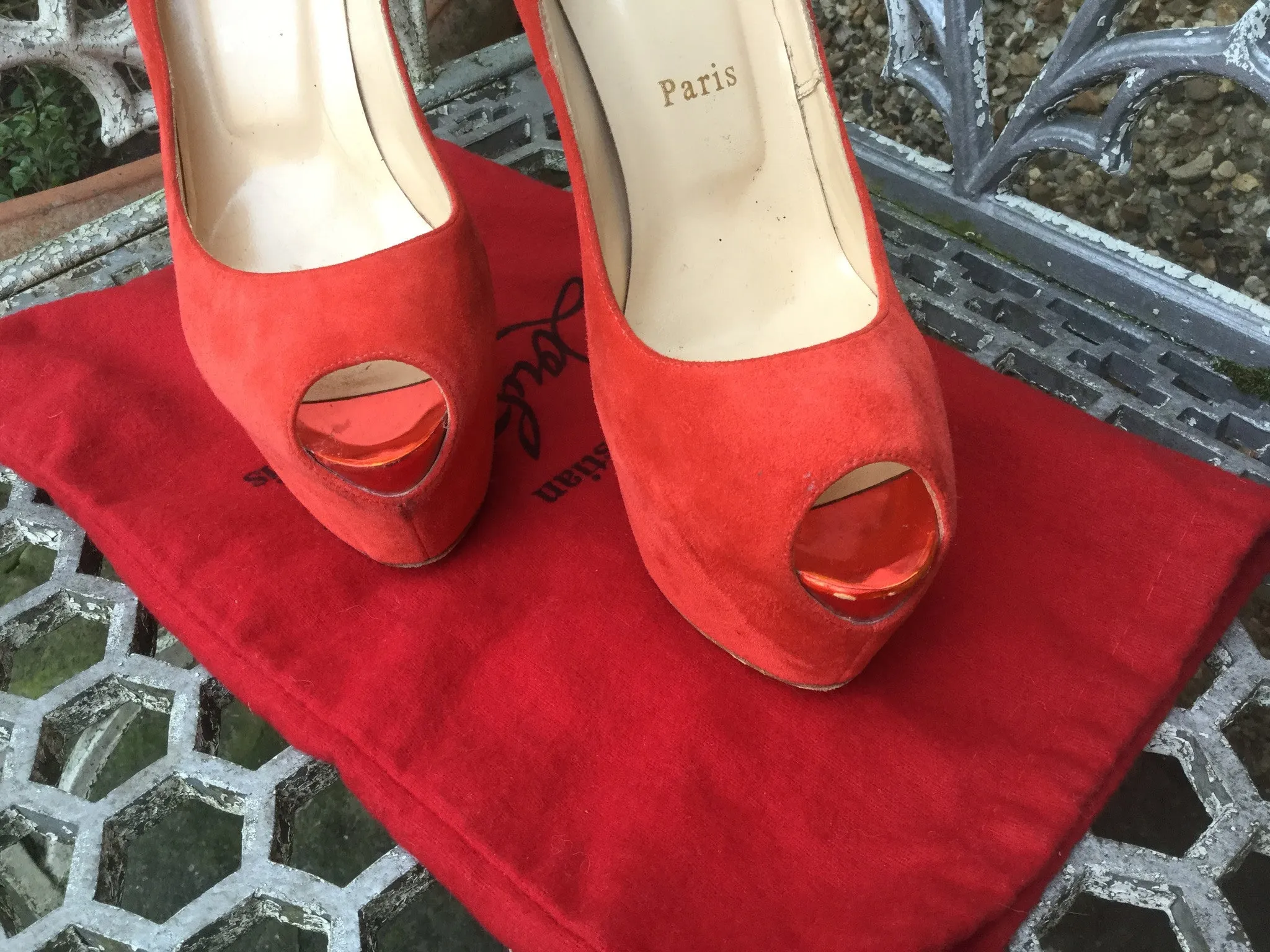 Christian Louboutin Highness 160  pumps shoes  £635 SUEDE RED  & Pony Fur LEOPARD SIZE 39 UK 6 US 9 SOLD OUT Ladies