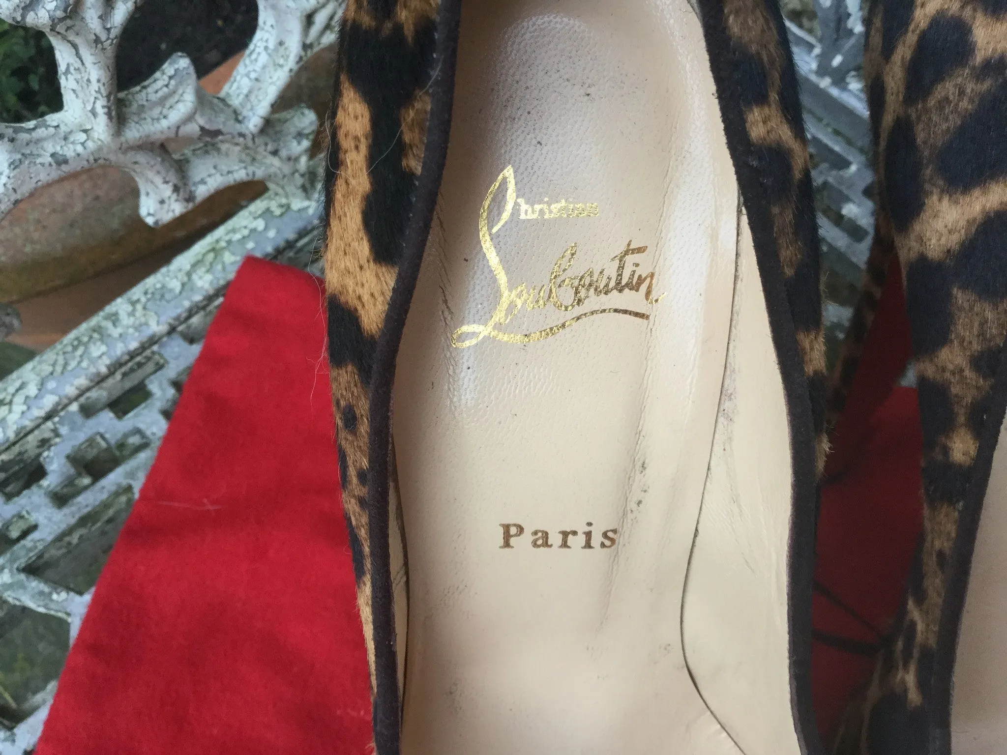 Christian Louboutin Highness 160  pumps shoes  £635 SUEDE RED  & Pony Fur LEOPARD SIZE 39 UK 6 US 9 SOLD OUT Ladies