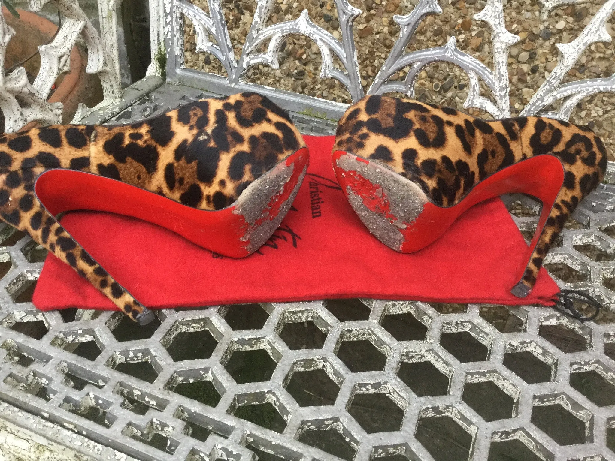 Christian Louboutin Highness 160  pumps shoes  £635 SUEDE RED  & Pony Fur LEOPARD SIZE 39 UK 6 US 9 SOLD OUT Ladies