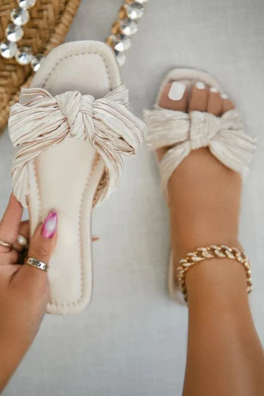 Classy Lady Ivory Satin Flats