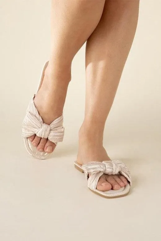 Classy Lady Ivory Satin Flats