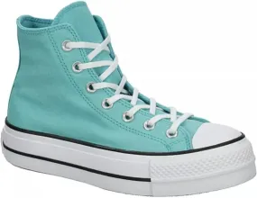 Converse Unisex Chuck Taylor All Star High Top Canvas Platform - Lace up Closure Style - Teal 6.5