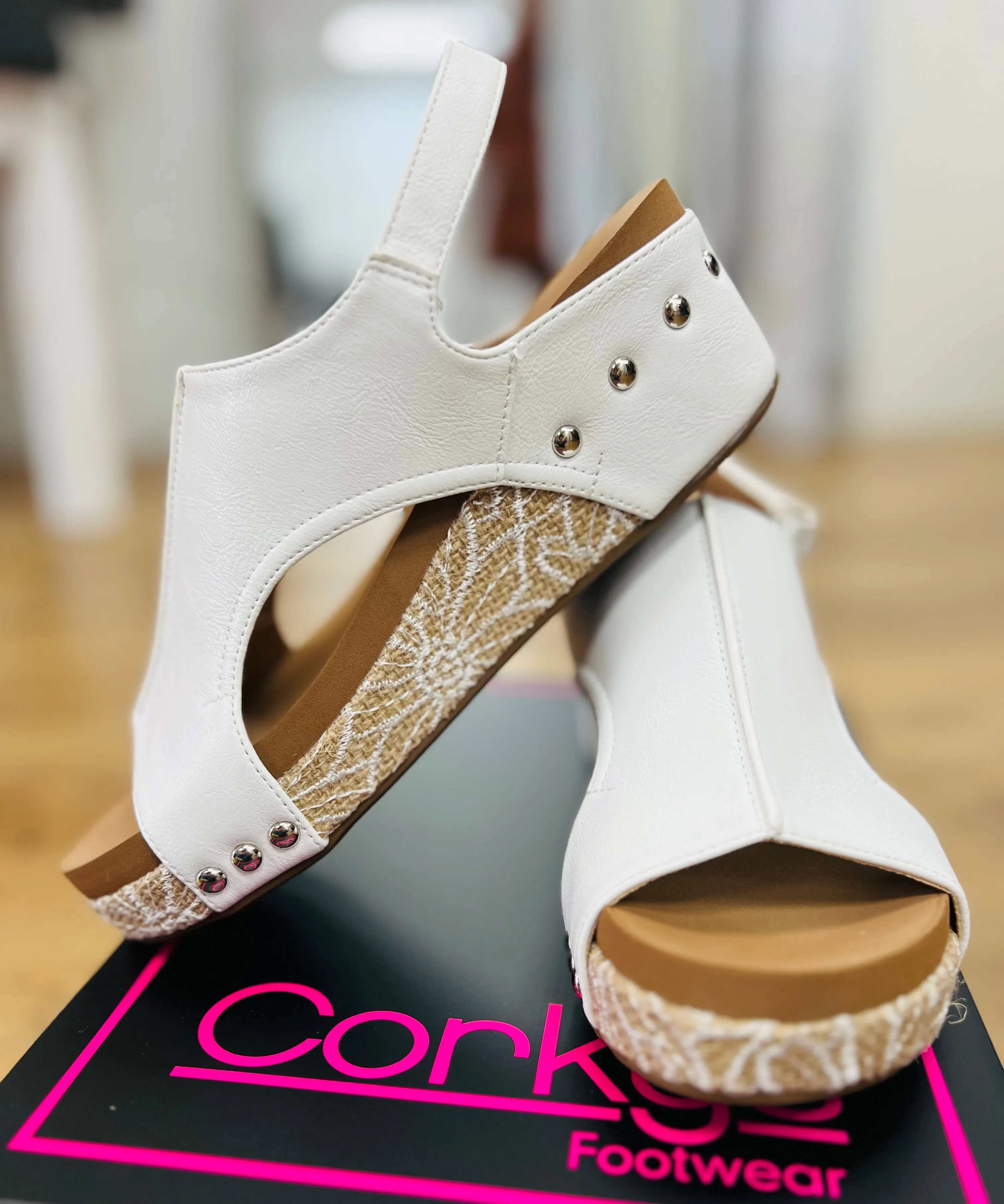 Corkys Volta II White Combo Wedges