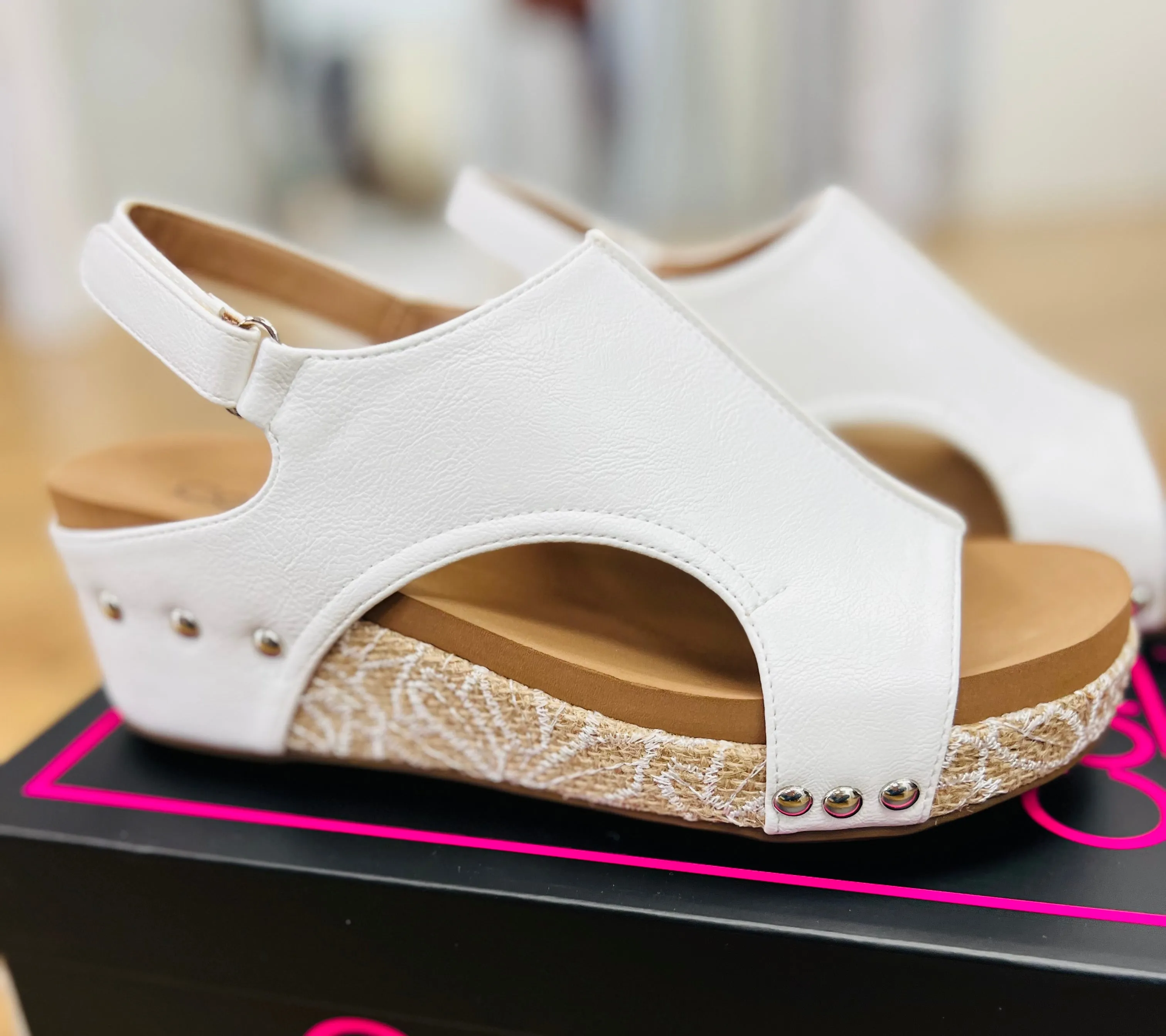 Corkys Volta II White Combo Wedges