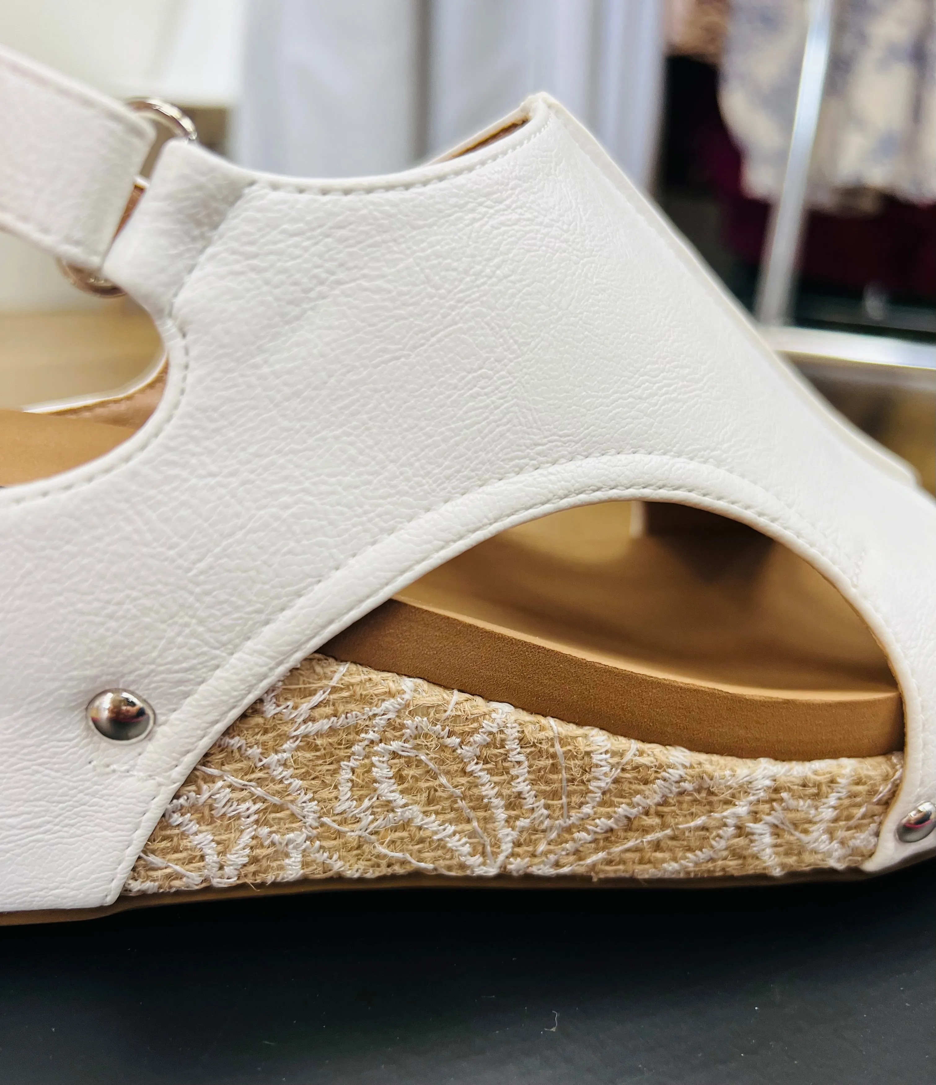 Corkys Volta II White Combo Wedges