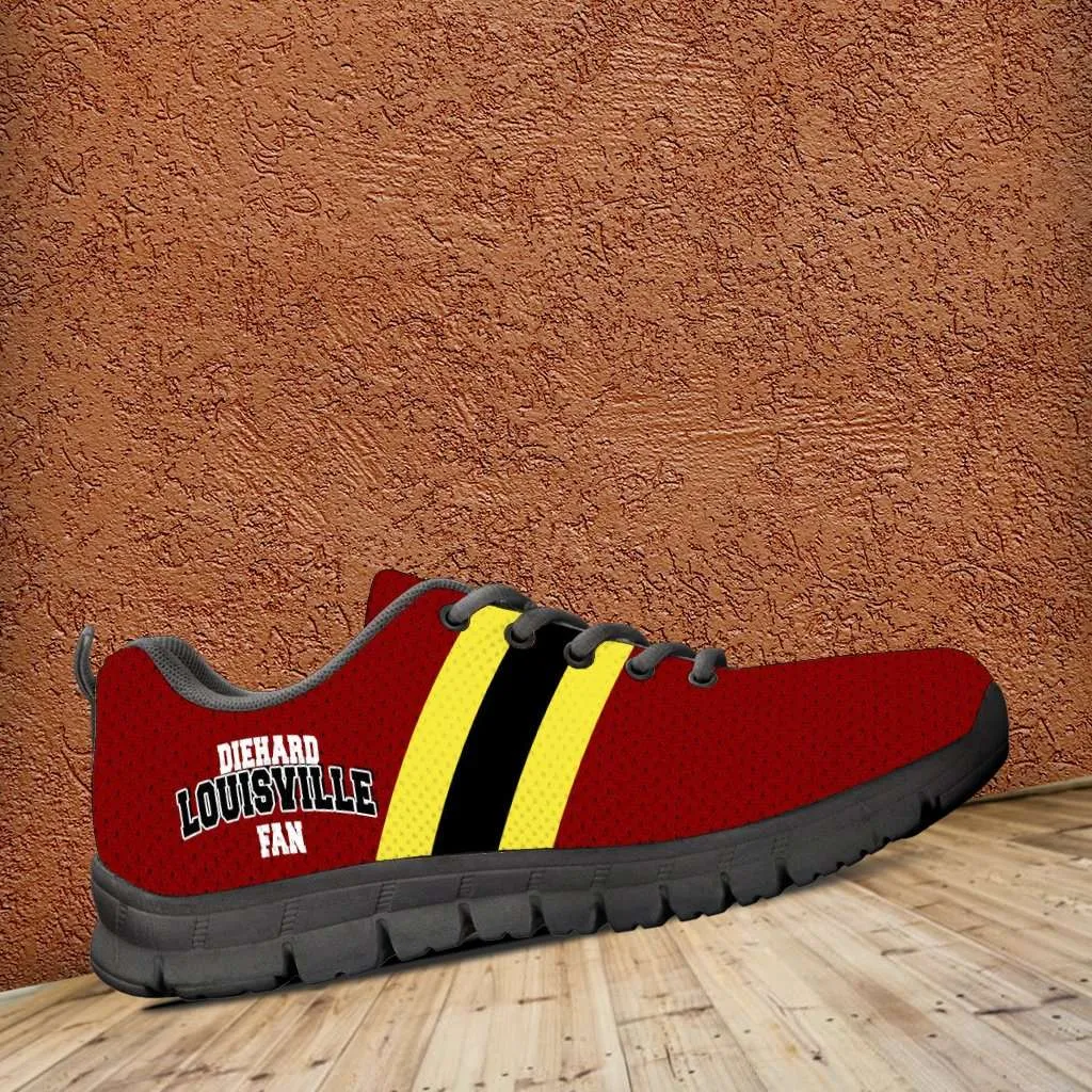 Diehard Louisville Fan Running Shoes Red Yellow