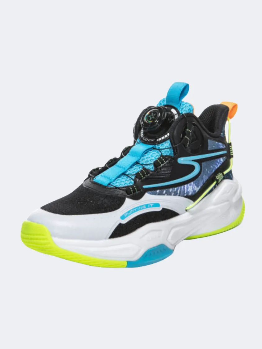Erke Gs Boys Basketball Shoes Black/White/Blue