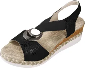 Espadrilles Wedge Sandals for Women Open Toe Platform Sandals Arch Support Orthotic Sandals Ankle Strap Wide Width Arch Support Shoes Beach Walking Sandals