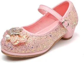 Flower Girls Dress Princess Shoes Cosplay Glitter Wedding Party Bridesmaids Mary Jane Low Heeled