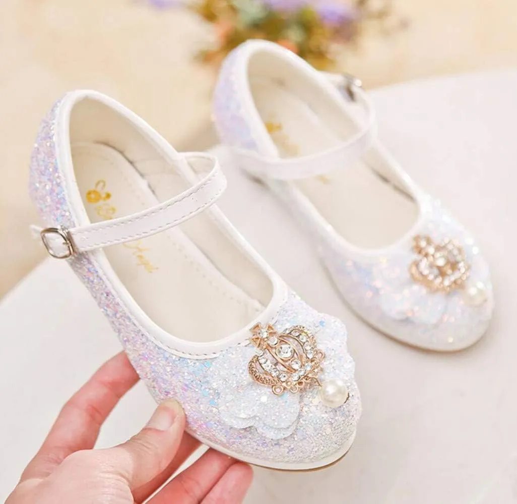 Flower Girls Dress Princess Shoes Cosplay Glitter Wedding Party Bridesmaids Mary Jane Low Heeled