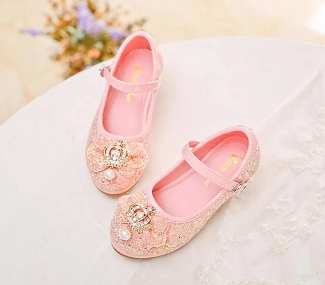 Flower Girls Dress Princess Shoes Cosplay Glitter Wedding Party Bridesmaids Mary Jane Low Heeled