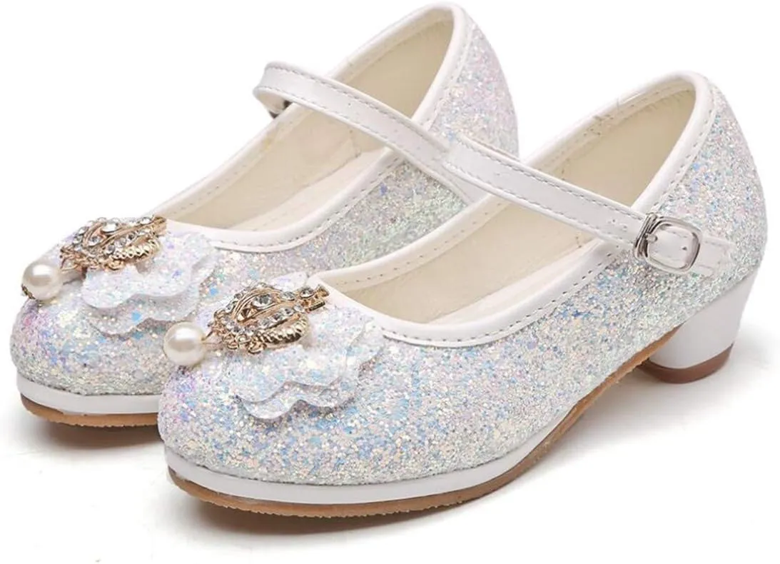 Flower Girls Dress Princess Shoes Cosplay Glitter Wedding Party Bridesmaids Mary Jane Low Heeled