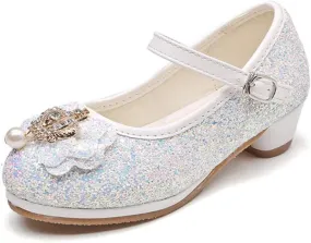 Flower Girls Dress Princess Shoes Cosplay Glitter Wedding Party Bridesmaids Mary Jane Low Heeled