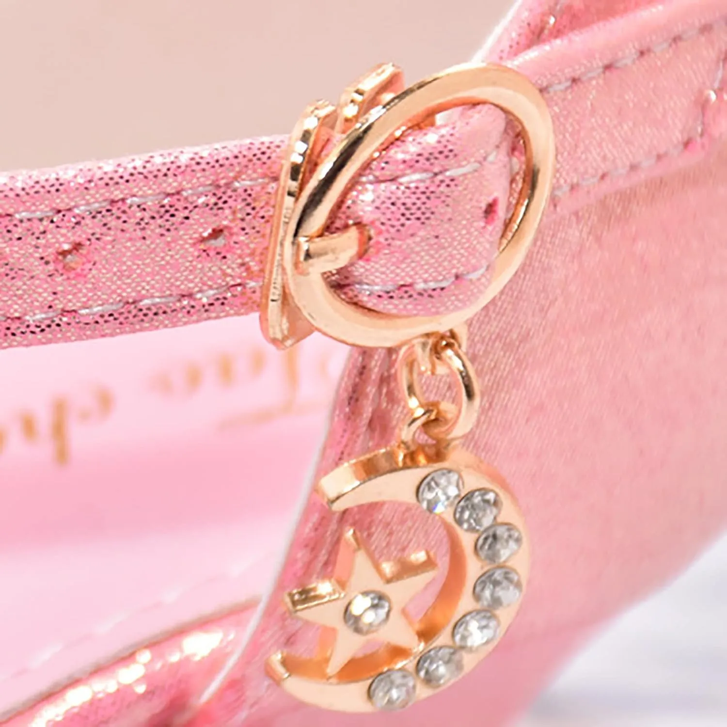 Girls Rhinestone Low Heeled Dress Shoes Glitter Sequins Party Dance Shoes Closed Toe Kids Mary Jane Sandals