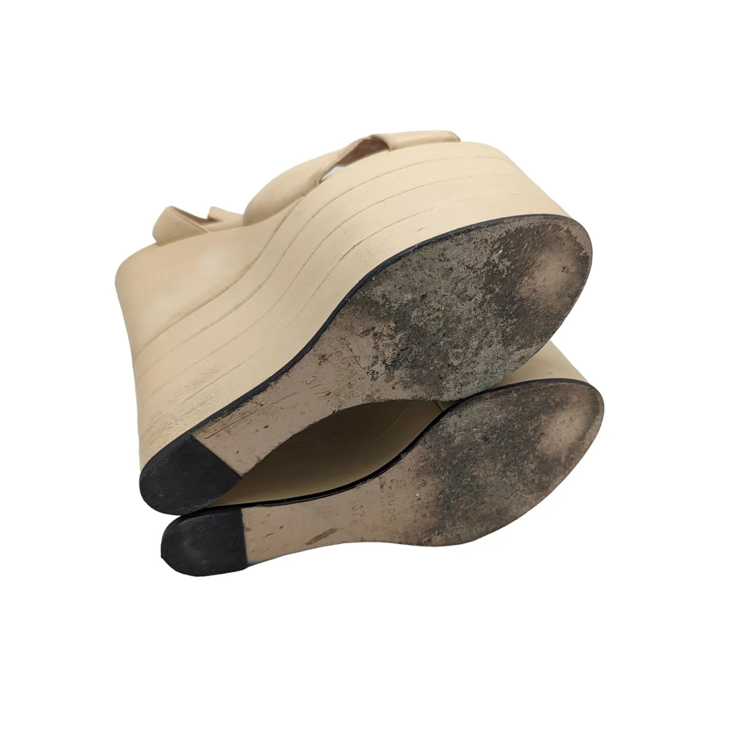 Gucci Calfskin Sally Platform Wedges Sz 37.5