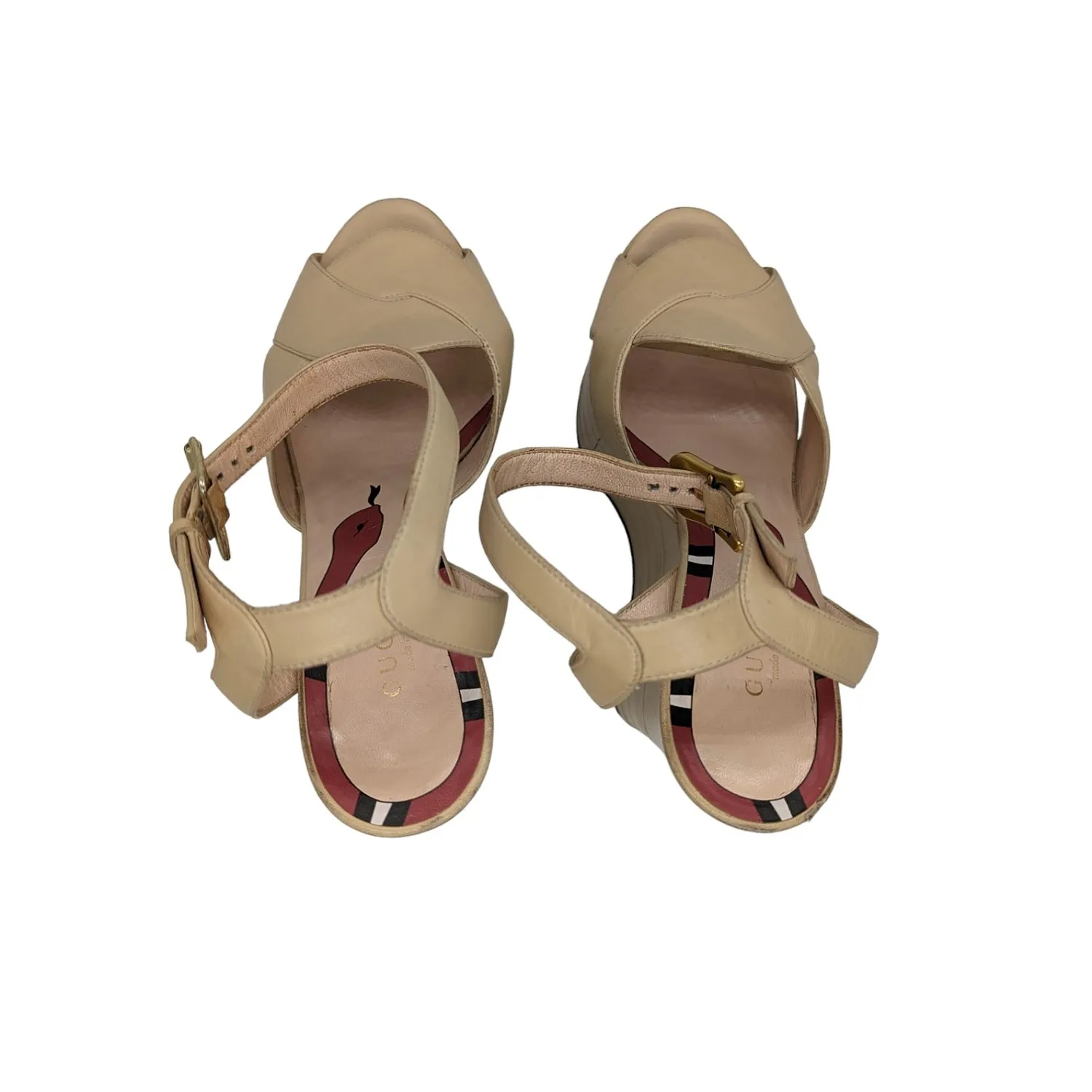 Gucci Calfskin Sally Platform Wedges Sz 37.5