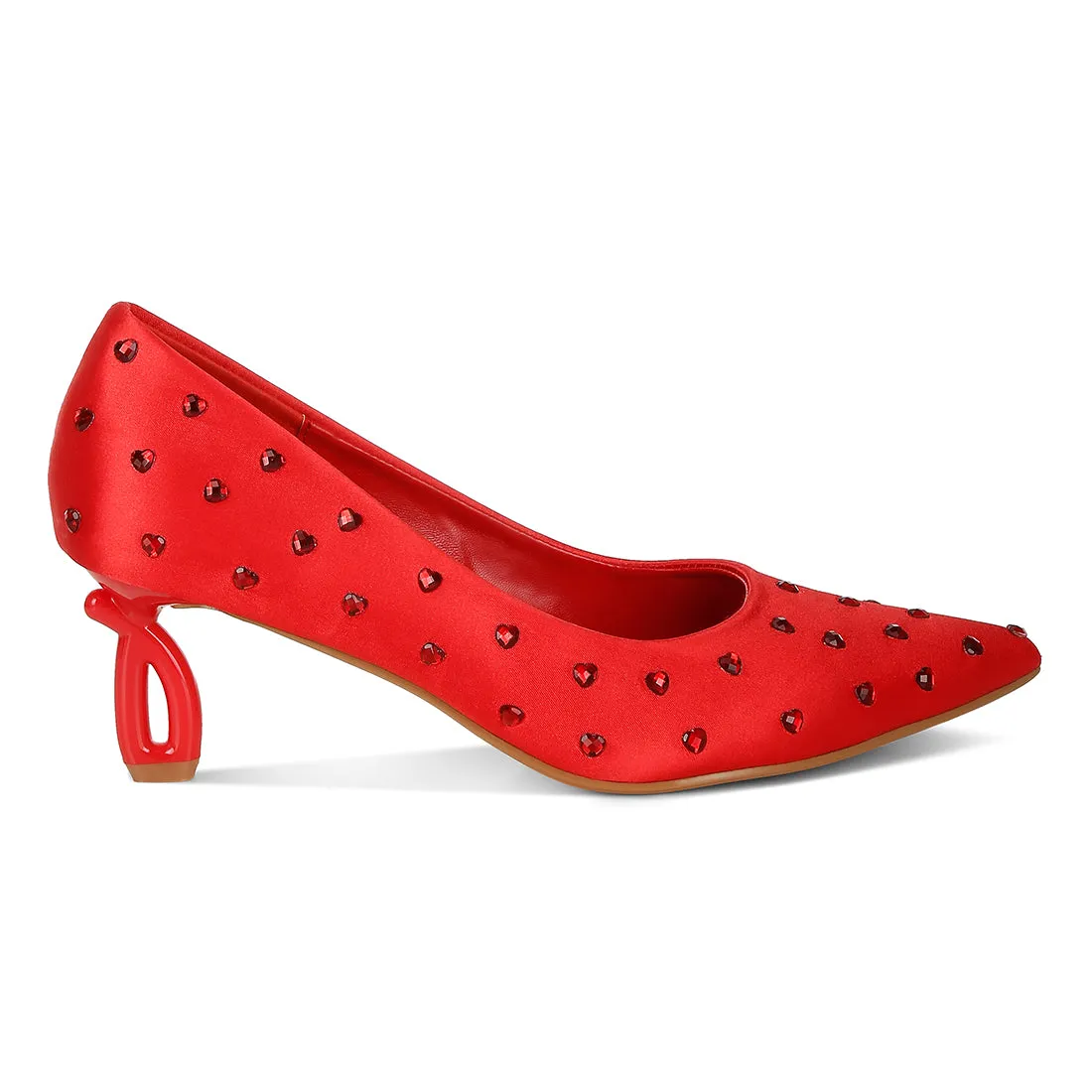 Heart-Shaped Rhinestones Pumps