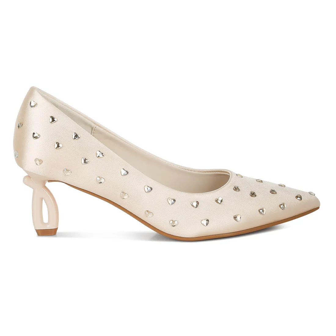 Heart-Shaped Rhinestones Pumps