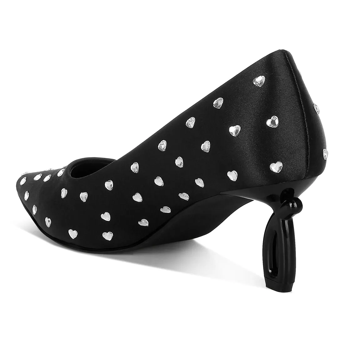 Heart-Shaped Rhinestones Pumps