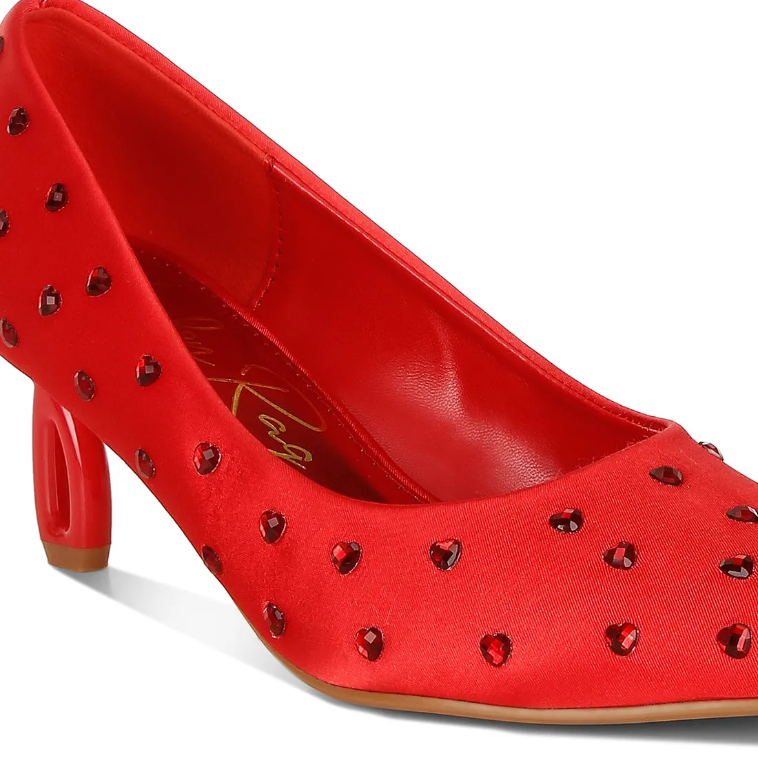 Heart-Shaped Rhinestones Pumps