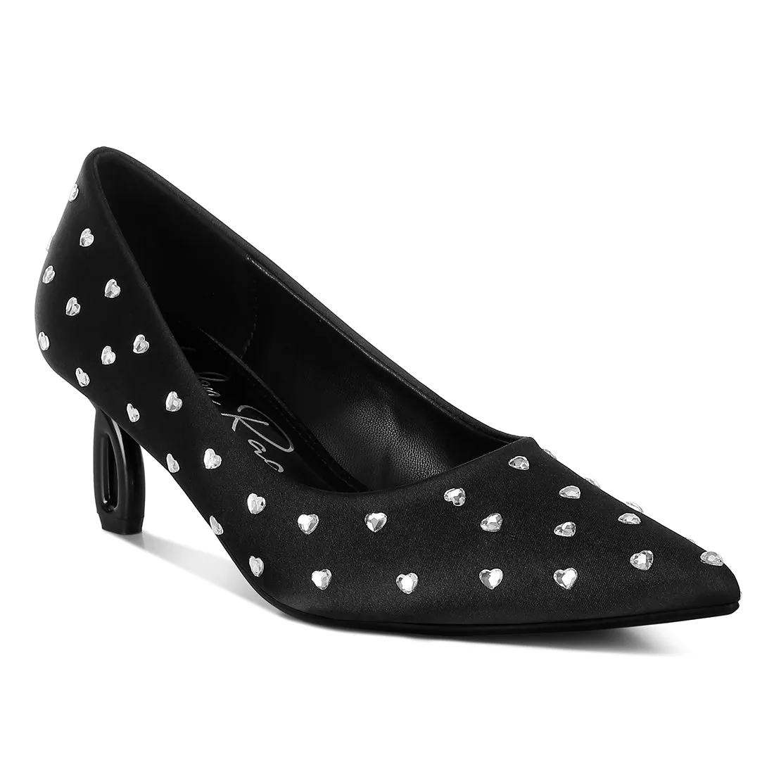 Heart-Shaped Rhinestones Pumps