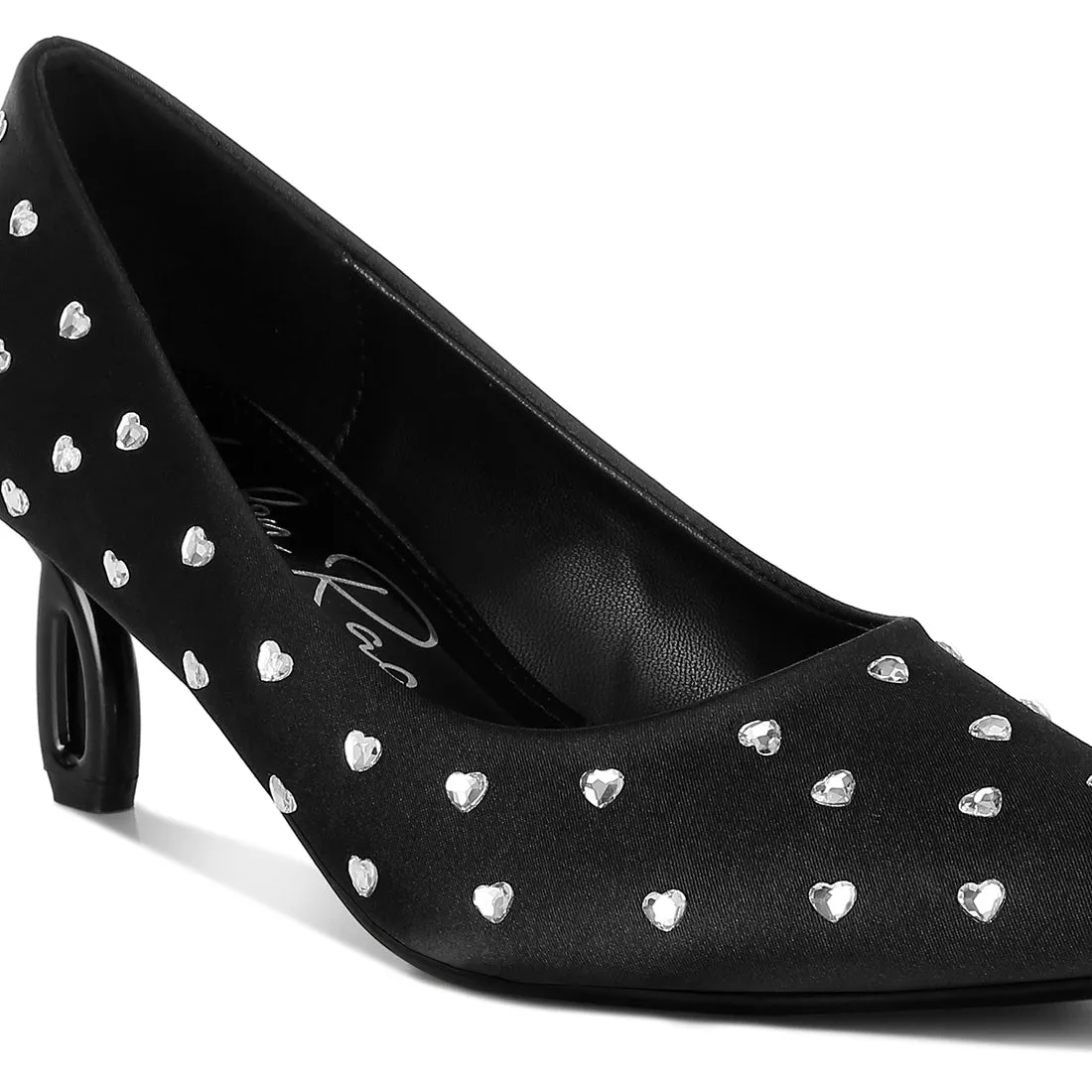 Heart-Shaped Rhinestones Pumps