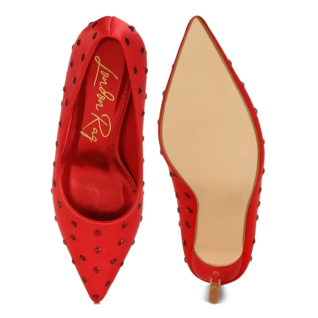 Heart-Shaped Rhinestones Pumps