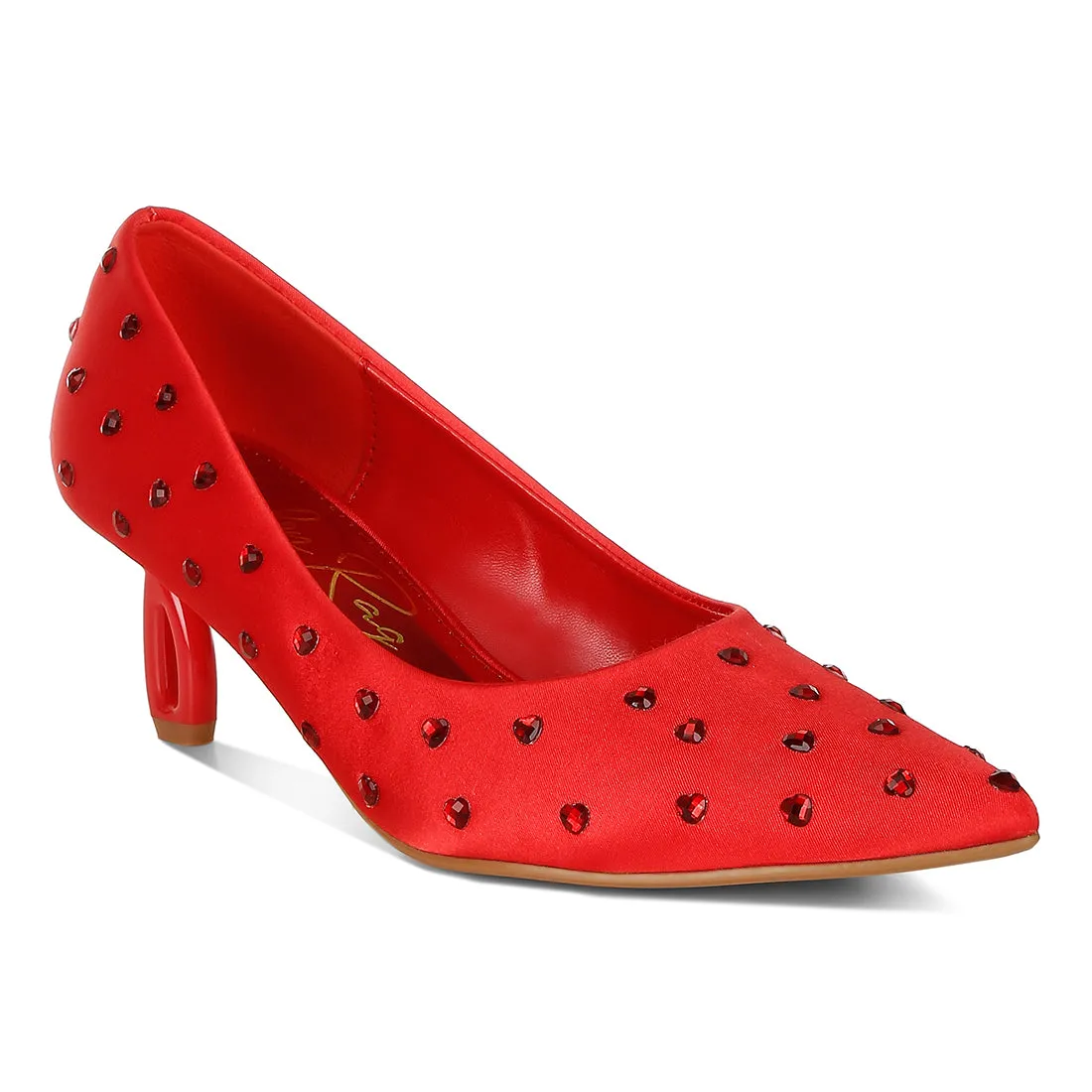 Heart-Shaped Rhinestones Pumps